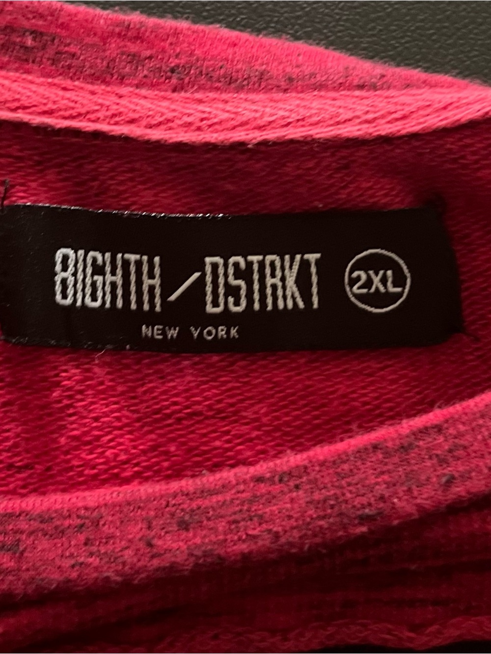 Men's Red and Black Short Sleeve Colorblock Tee with Distressed Detail - Picture 4 of 4